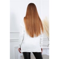 Womens oversized turtleneck sweater cable-knit white
