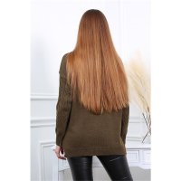 Womens oversized turtleneck sweater cable-knit khaki