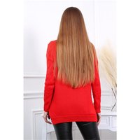 Damen Oversize Rollkragen-Pullover mit Zopfmuster Rot