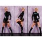 Sexy Minikleid mit Spitze Wetlook Gogo Clubwear Schwarz