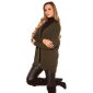 Elegante Damen Strickjacke Cardigan mit Schnürungen Khaki