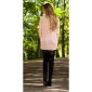 Elegante Damen Strickjacke Cardigan mit Schnürungen Rosa
