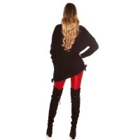 Elegant womens cardigan with lacings black