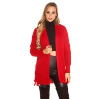 Elegant womens cardigan with lacings red Onesize (UK...