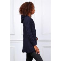 Elegant womens cable-knit cardigan with hood navy