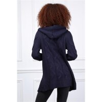 Elegant womens cable-knit cardigan with hood navy