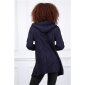 Elegant womens cable-knit cardigan with hood navy