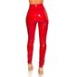 Glänzende Damen Latex-Look Hose mit Zipper am Bein Rot