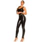 Glänzende Damen Latex-Look Hose mit Zipper am Bein Schwarz