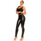 Glossy womens latex look trousers with zip at ankle black