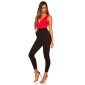 Elegant overall jumpsuit with wide straps red/black UK 10 (S)