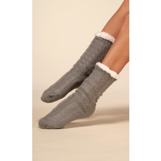 Dicke warme Damen Stricksocken für den Winter Grau