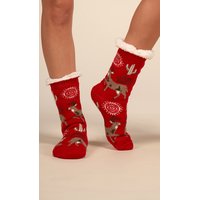 Thick and warm womens Christmas socks red