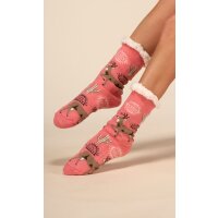 Dicke warme Damen Weihnachtssocken Rosa
