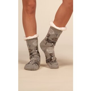 Dicke warme Damen Weihnachtssocken Grau