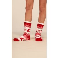 Thick and warm womens Christmas socks white/red