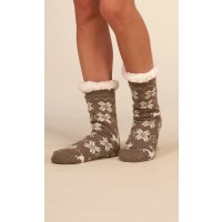 Thick and warm womens Christmas socks grey/white