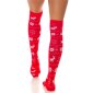 Womens opaque Christmas overknee socks red/white