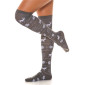 Womens opaque Christmas overknee socks grey/white