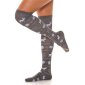 Womens opaque Christmas overknee socks grey/white