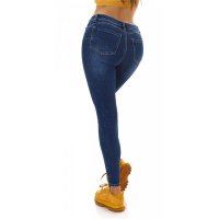 Skinny Damen High Waist Jeans mit Push-Up Effekt Dunkelblau