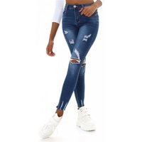 Womens skinny destroyed jeans with push-up effect dark blue