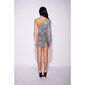 Sequined bodycon one-shoulder mini dress party silver