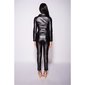 Damen Langarm-Overall Jumpsuit Leder-Optik mit Gürtel Schwarz