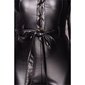 Damen Langarm-Overall Jumpsuit Leder-Optik mit Gürtel Schwarz