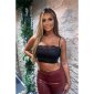 Sexy bauchfreies Damen Bustier-Top mit Spitze Schwarz