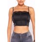 Sexy cropped womens bustier top with lace black