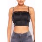 Sexy bauchfreies Damen Bustier-Top mit Spitze Schwarz