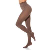 Trendy womens tights with pattern 90 den cappuccino