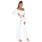 Cropped womens long-sleeved off-the-shoulder top white