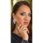 Glittering womens statement stud earrings silver