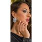 Glittering womens statement stud earrings silver