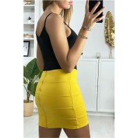 Sexy womens mini skirt with zipper at the rear mustard