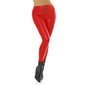 Damen Thermo Highwaist Leggings in Wetlook mit Zipper Rot Einheitsgröße (34,36,38)