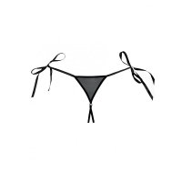 Womens crotchless lace G-string tie up thong black