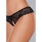 Womens lace panties thong with open crotch black Onesize (UK 8,10,12)