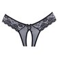 Womens lace panties thong with open crotch black Onesize (UK 8,10,12)
