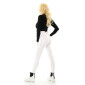 Hautenge Damen Highwaist Röhrenjeans mit Cut-Outs Weiß