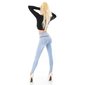 Damen Highwaist Röhrenjeans mit Gürtel Crashed-Look Hellblau