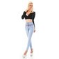 Damen Highwaist Röhrenjeans mit Gürtel Crashed-Look Hellblau
