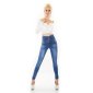 Damen High Waist Röhrenjeans Used-Look Dunkelblau