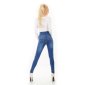 Damen High Waist Röhrenjeans Used-Look Dunkelblau
