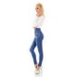 Damen High Waist Röhrenjeans Used-Look Dunkelblau