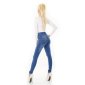 Damen High Waist Röhrenjeans Used-Look Dunkelblau