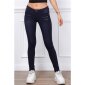 Womens skinny jeans with zips and rhinestones dark blue