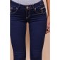 Trendy womens skinny jeans with zips and rhinestones dark blue UK 12 (M)
